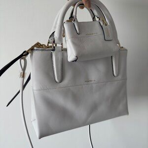 Coach Mini Borough Bag in White with Matching Mini Keychain Bag Charm